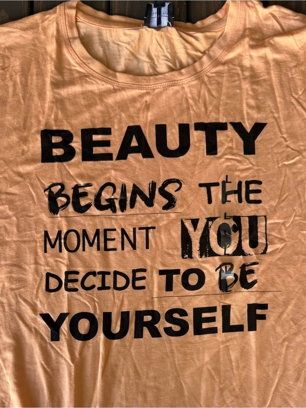 PSK Collective Women's Graphic Printed T-Shirt,Peach Confetti Large - Picture 4 of 5